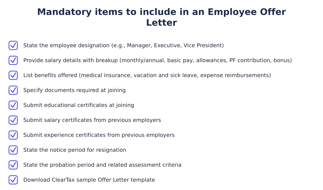 Mandatory items to include in an Employee Offer Letter