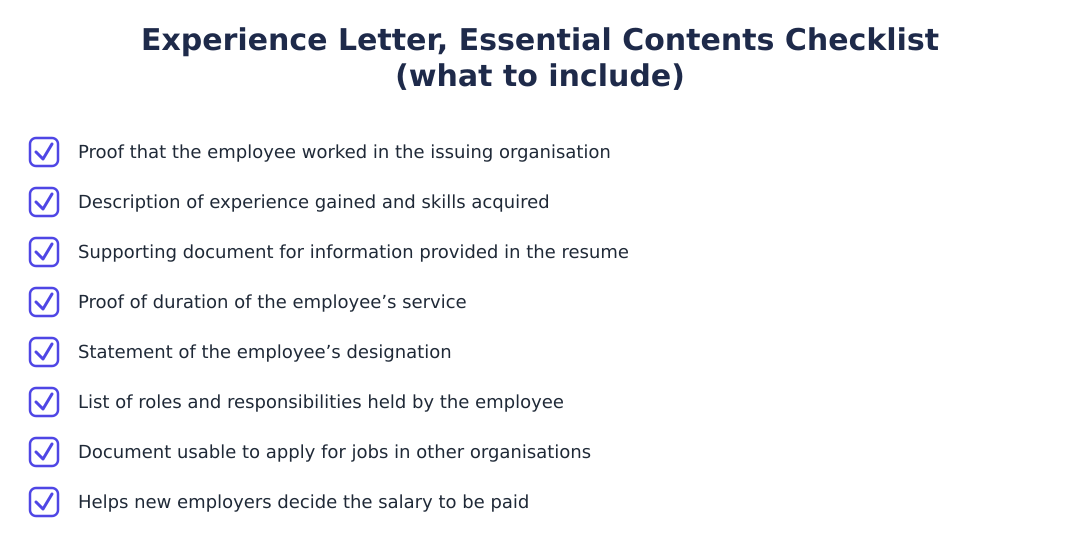 Experience Letter, Essential Contents Checklist (what to include)
