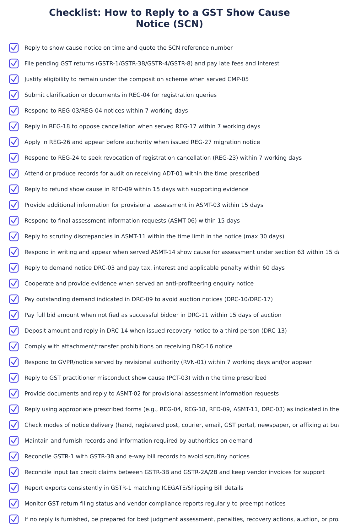 Checklist: How to Reply to a GST Show Cause Notice (SCN)
